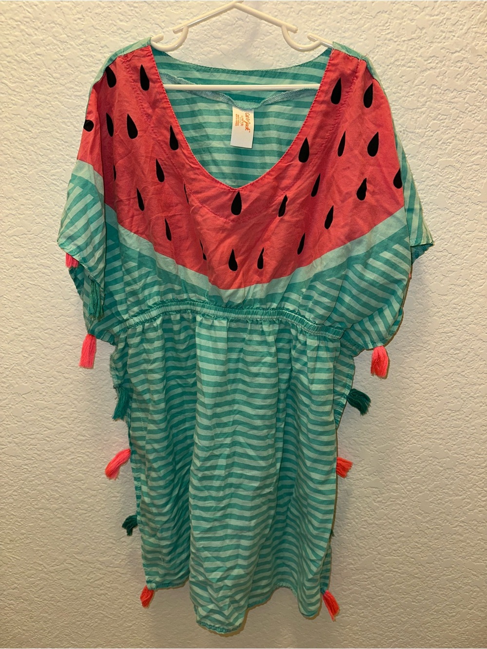 Cat & Jack Girls L 10/12 Watermelon Swim Cover Up Tunic